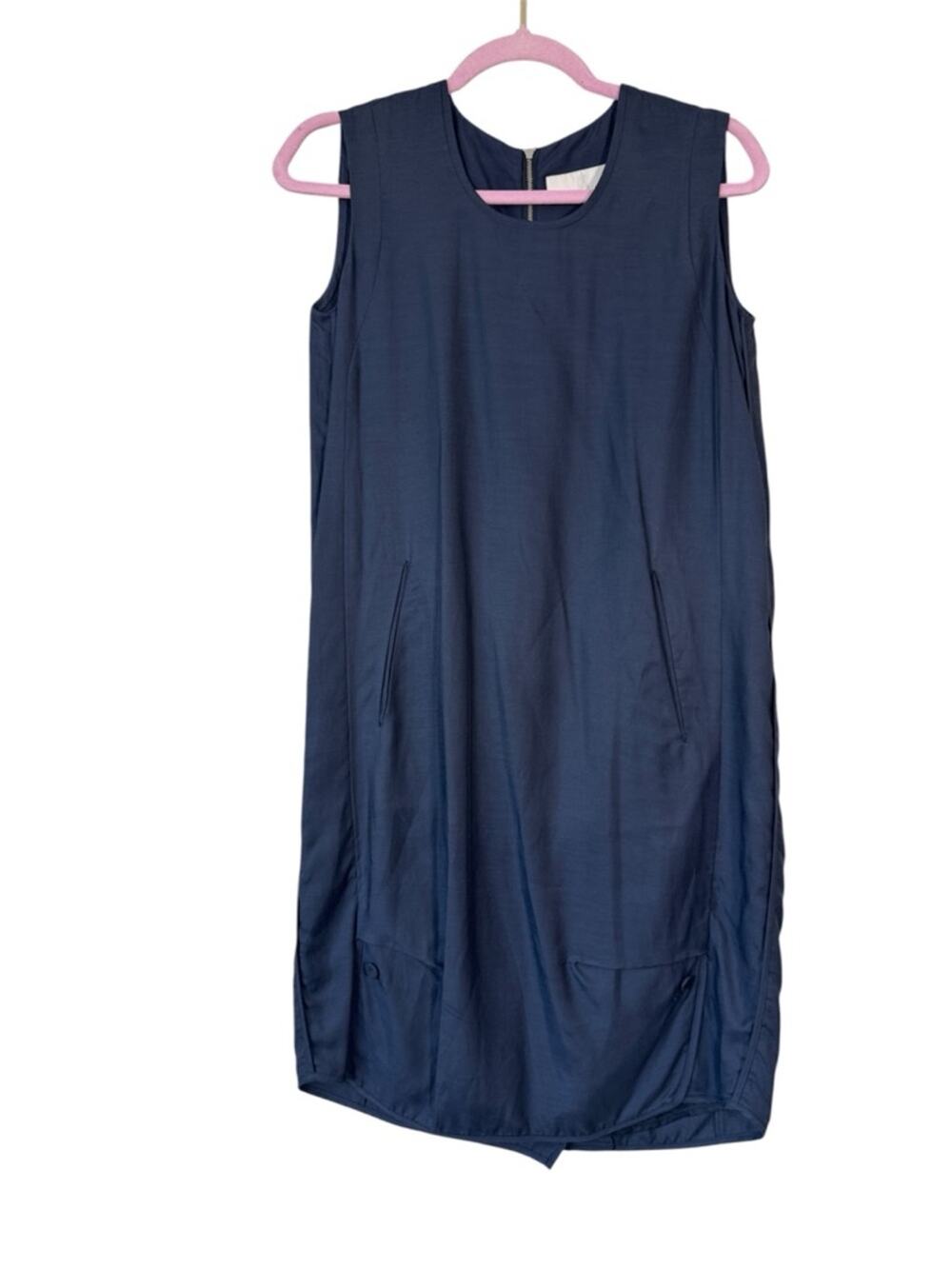 Kuho Blue Grey Shift Mini Dress Womens M Casual Minimalist Capsule Basic Summer